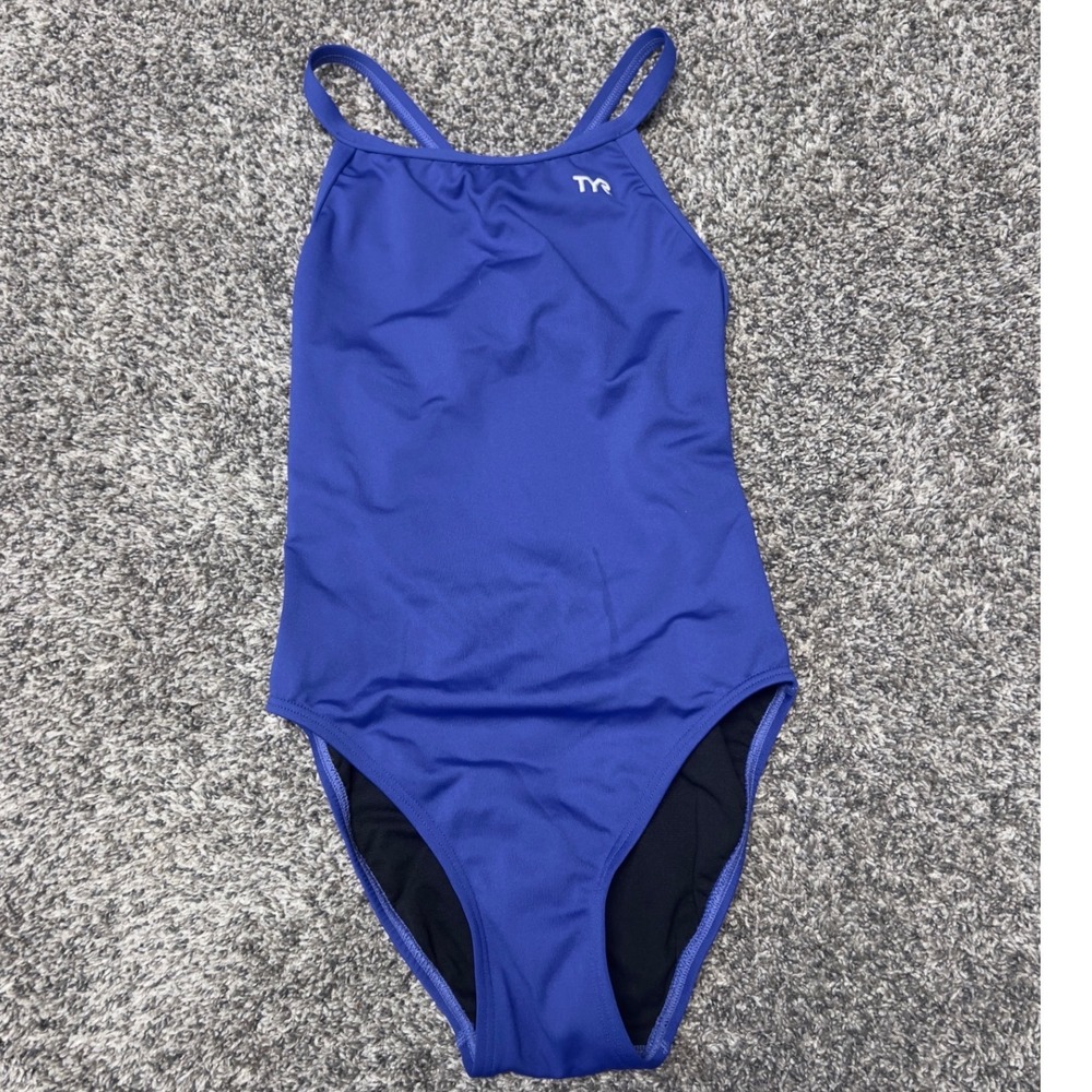 TYR Womens Royal Blue Crossback Performance One Piece Swimsuit Size 30